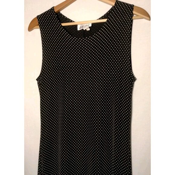 Es Se Slip Dress M Nylon Stretch Black White Polka Dot Sleeveless Stretch - Picture 3 of 5